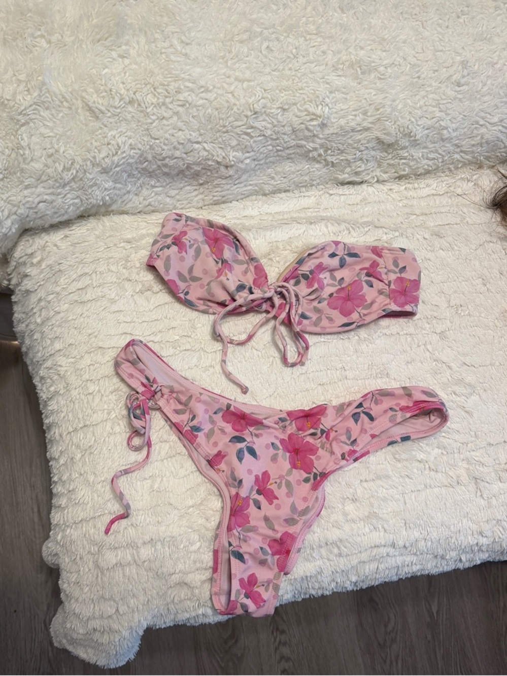 Pink Floral Tie-Front Bikini Set